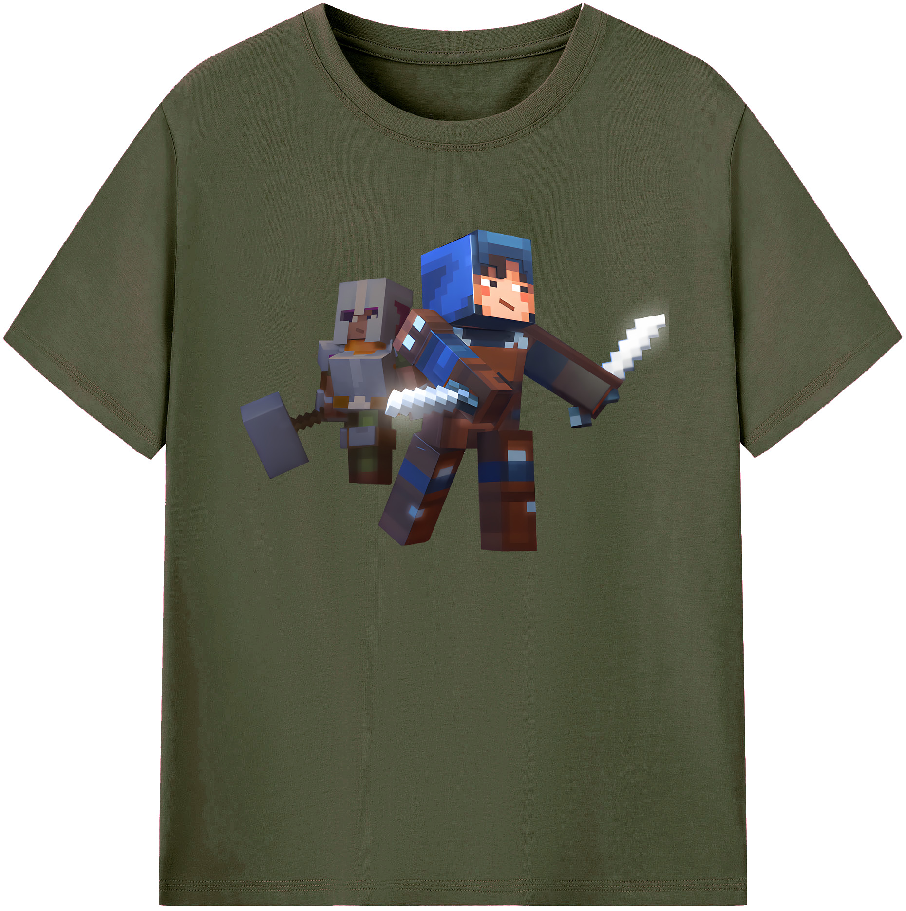 （画像用） マインクラフト ブロックの世界 Minecraft MC Block world 綿100％ メンズ半袖Tシャツ｜肌触りやわらか＆通気性
